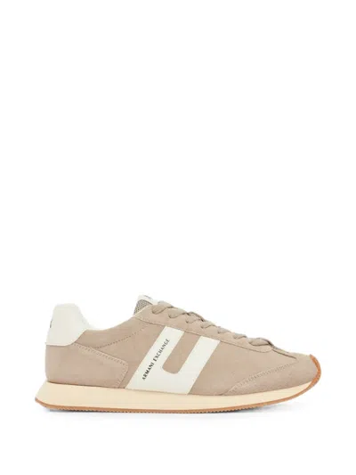 Armani Exchange Logo-print Panelled Sneakers In Neutral