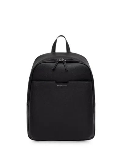 Armani Exchange Logo-print Pebbled Backpack In Black