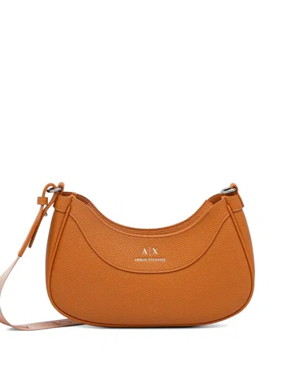 Armani Exchange Logo-print Pebbled Cross Body Bag In Brown