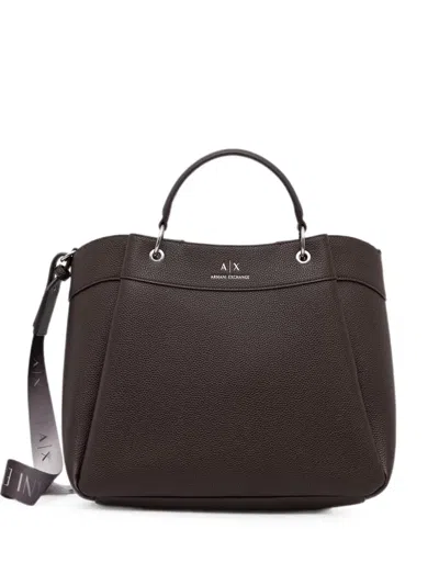 Armani Exchange Logo-print Pebbled Tote Bag In Purple