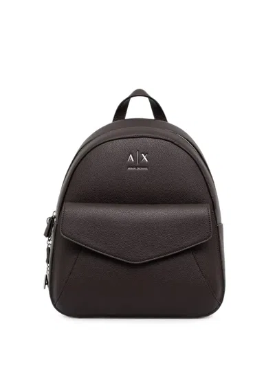 Armani Exchange Logo-print Pebble-textured Backpack In Brown