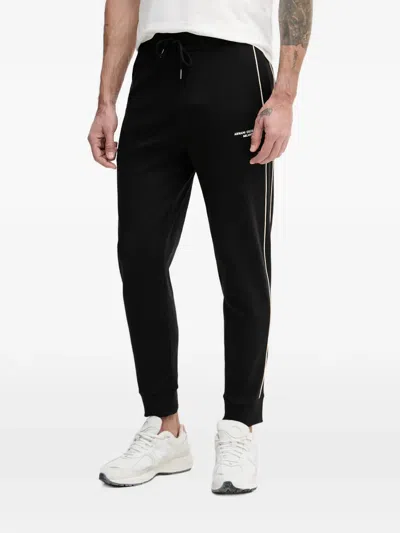 Armani Exchange Logo-print Piped Track Pants In Black