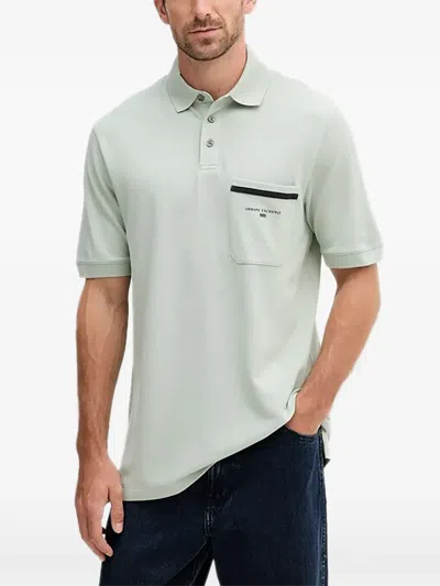 Armani Exchange Logo-print Polo Shirt In Green