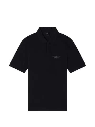 Armani Exchange Logo-print Short-sleeve Polo Shirt In Black