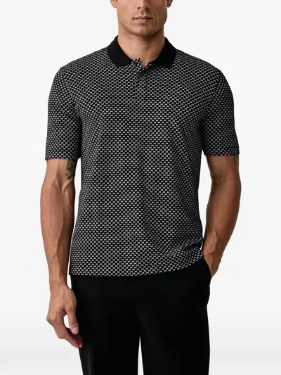 Armani Exchange Logo-print Short-sleeve Polo Shirt In Black