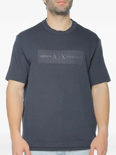 Armani Exchange Logo-print Short-sleeve Sweater In Blue