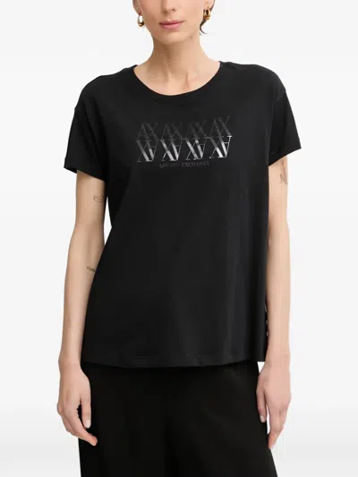 Armani Exchange Logo-print Short-sleeve T-shirt In Black