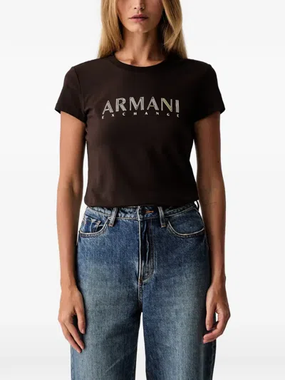 Armani Exchange Logo-print Short-sleeved T-shirt In Brown