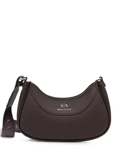 Armani Exchange Logo-print Shoulder Bag In Brown