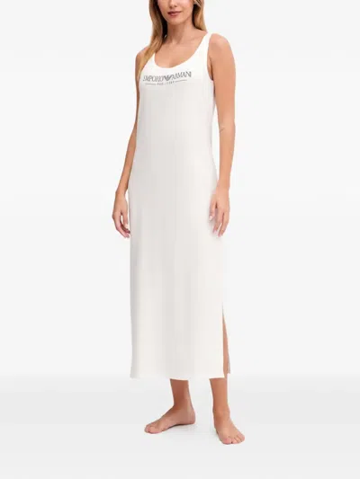 Armani Exchange Logo-print Side-slit Nightdress In White