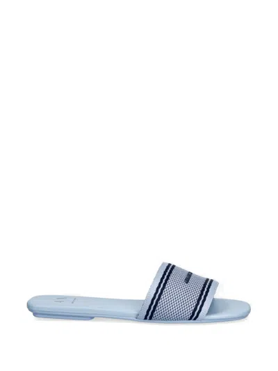 Armani Exchange Logo-print Slides In Blue