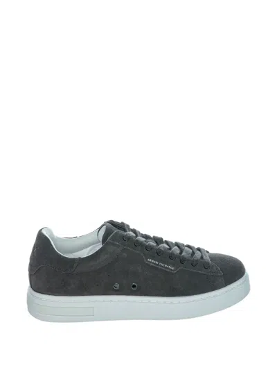 Armani Exchange Logo-print Suede Sneakers In Black