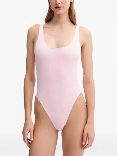 Armani Exchange Logo-print Swimsuit In Pink