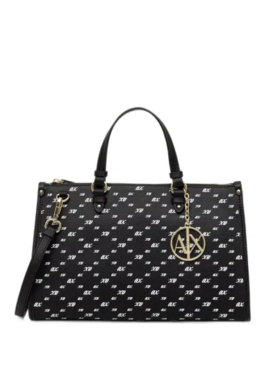 Armani Exchange Logo-print Tote Bag In Black