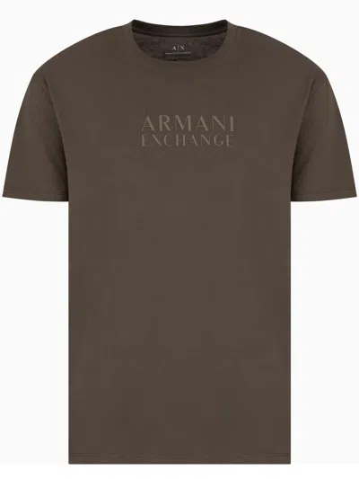 Armani Exchange Logo-print T-shirt In Brown