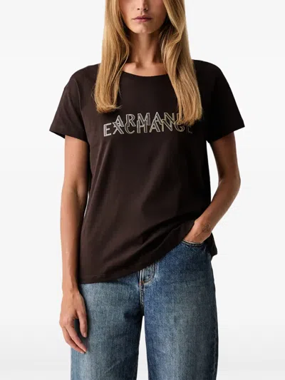 Armani Exchange Logo-print T-shirt In Brown