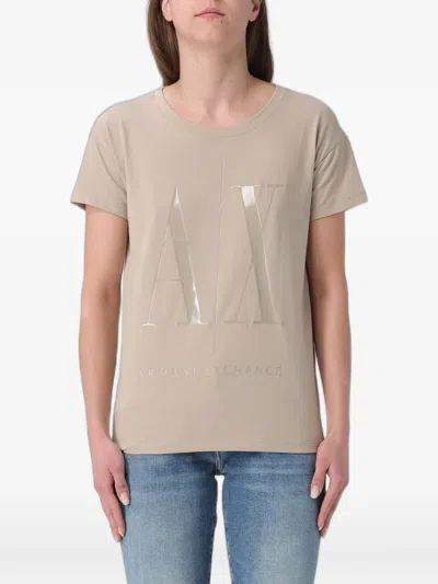 Armani Exchange Logo-print T-shirt In Brown