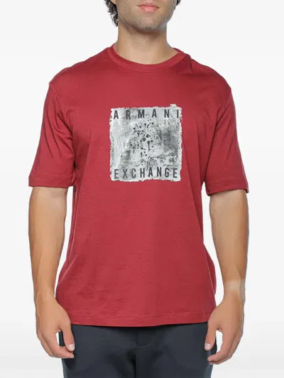 Armani Exchange Logo-print T-shirt In Red