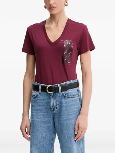 Armani Exchange Logo-print V-neck T-shirt In Red