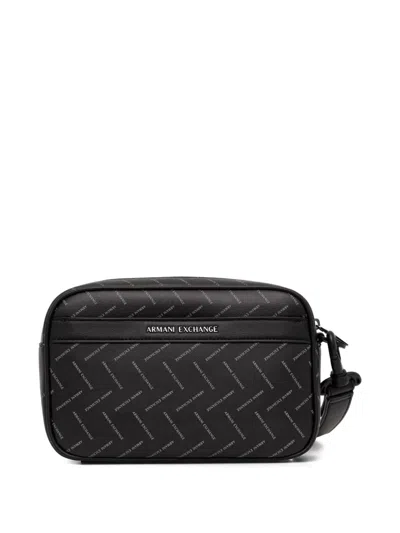 Armani Exchange Logo-print Wash Bag In Black