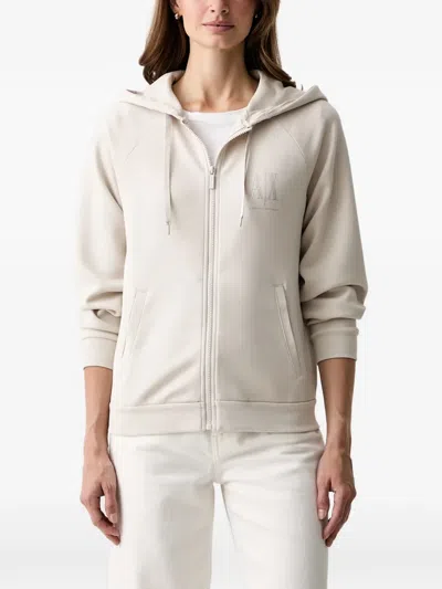 Armani Exchange Logo-print Zip-fastening Hoodie In White