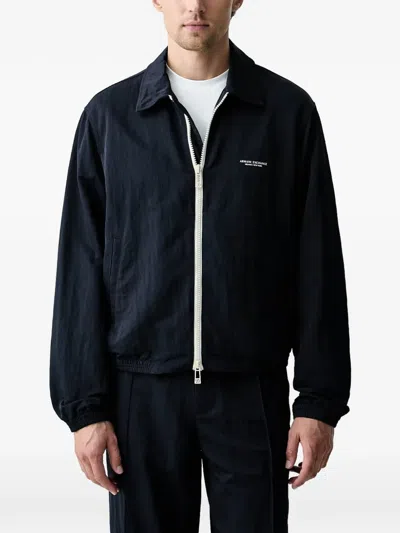 Armani Exchange Logo-print Zip-up Jacket In Blue