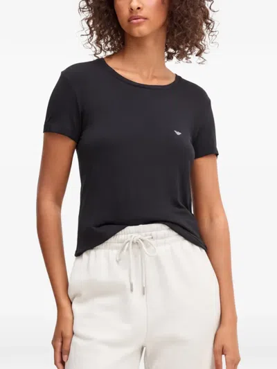 Armani Exchange Logo-studded T-shirt In Black