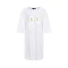 Armani Exchange 【纯棉】女士字母logot恤式圆领休闲连衣裙 In White