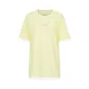 Armani Exchange 女士甜美淑女拼接网纱刺绣logo短袖t恤 In Yellow