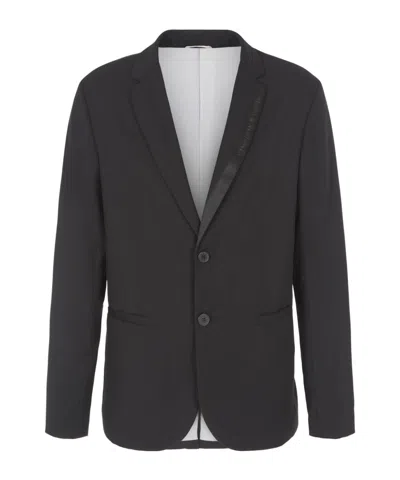 Armani Exchange Logo-tape Blazer In Gray