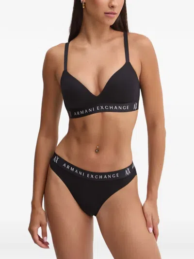Armani Exchange Logo-tape Triangle Bra In Multi