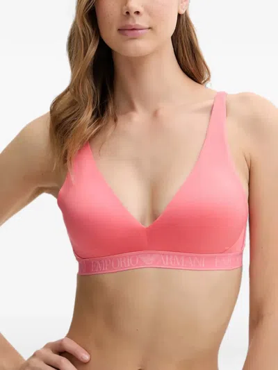 Armani Exchange Logo-tape Triangle Bra In Pink