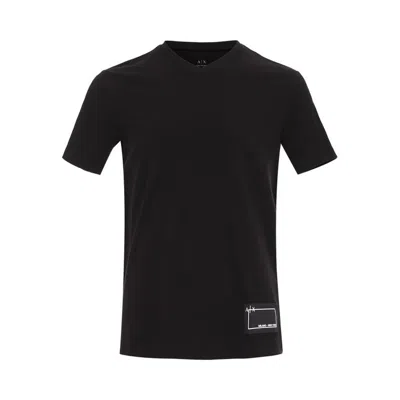 Armani Exchange 男士棉质休闲日常贴布logov领短袖t恤衫 In Black