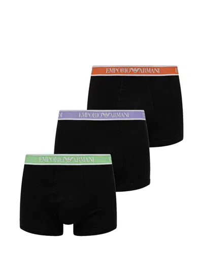 Armani Exchange Logo-waistband Boxers (set Of Three) In Black