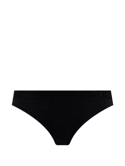 Armani Exchange Logo-waistband Briefs In Black
