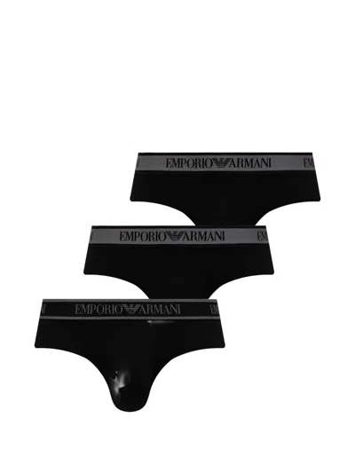 Armani Exchange Logo-waistband Briefs In Black