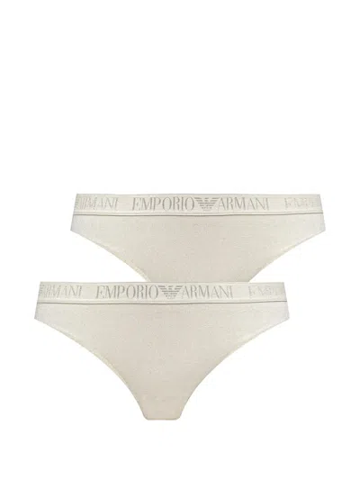 Armani Exchange Logo-waistband Briefs (set Of Two) In Neutral