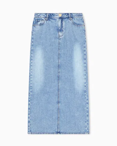 Armani Exchange Long Cotton Skirt In Blue