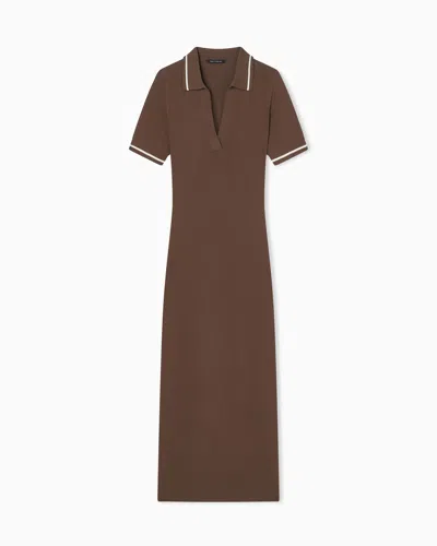 Armani Exchange Long Dress In Technical Fabric In Brown