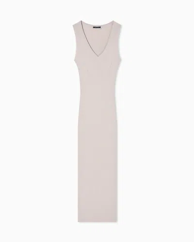 Armani Exchange Long Dress In Technical Fabric In White
