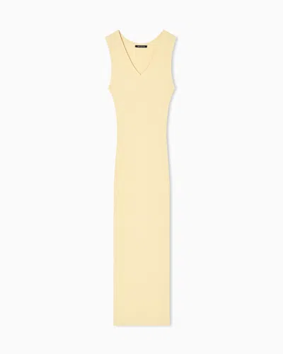 Armani Exchange Long Dress In Technical Fabric In White