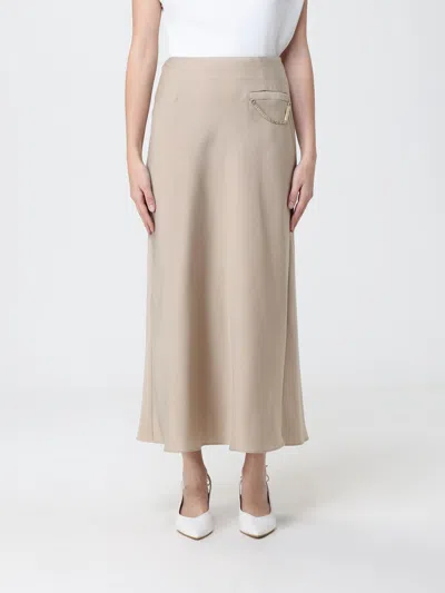 Armani Exchange Chain-detail Satin Midi Skirt In Neutral