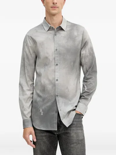 Armani Exchange Long-sleeve Button-fastening Shirt In Gray