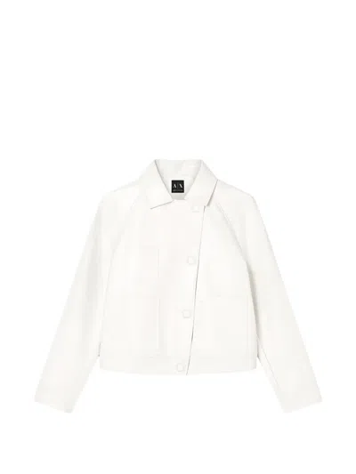 Armani Exchange Long-sleeve Buttoned Jacket In White