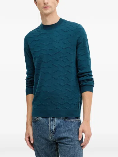 Armani Exchange Long-sleeve Crew Neck Sweater In Blue