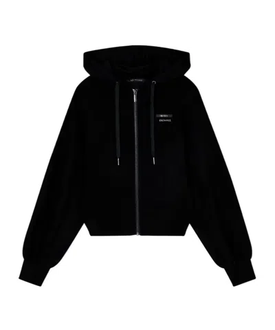 Armani Exchange Long Sleeve Hooded Sweatshirt In Black