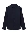 Armani Exchange Long-sleeve Linen Shirt In Blue