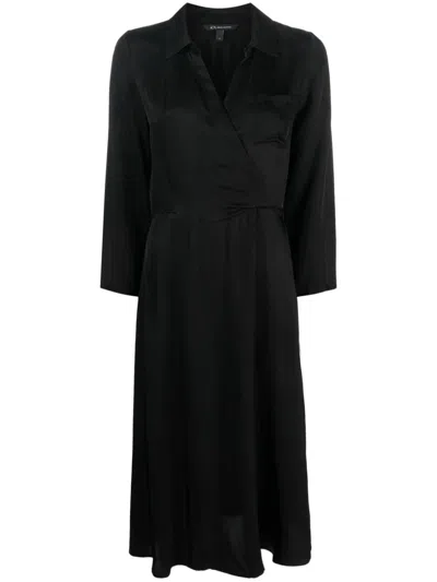 Armani Exchange Long-sleeve Midi Dress In Schwarz