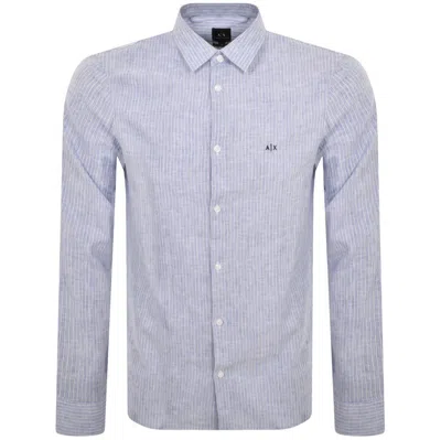 Armani Exchange Long Sleeve Striped Shirt Blue