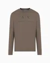 Armani Exchange Long Sleeve T-shirt With Logo Prints In Green